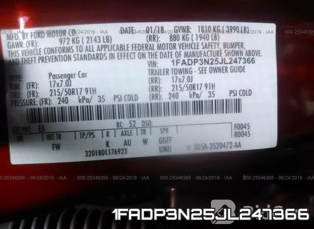 1FADP3N25JL247366 фото 10