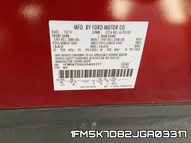 1FM5K7D82JGA03317 фото 2