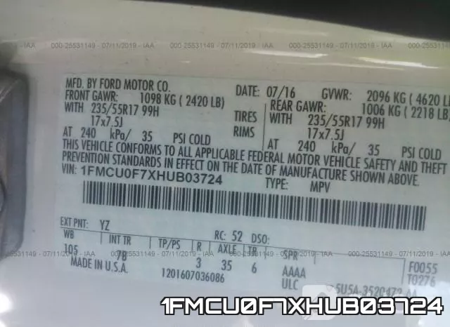 1FMCU0F7XHUB03724 фото 10