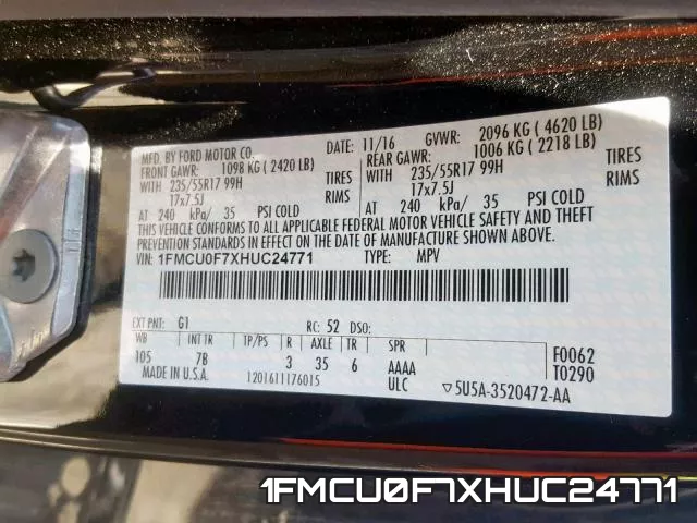 1FMCU0F7XHUC24771 фото 2