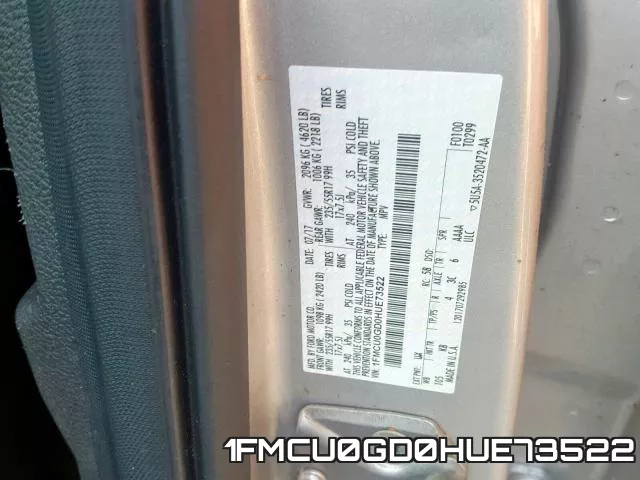 1FMCU0GD0HUE73522 фото 2
