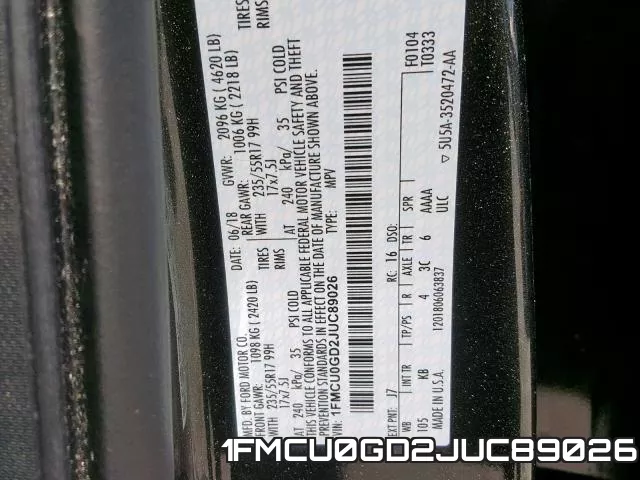 1FMCU0GD2JUC89026 фото 2