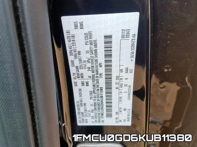 1FMCU0GD6KUB11380 фото 2