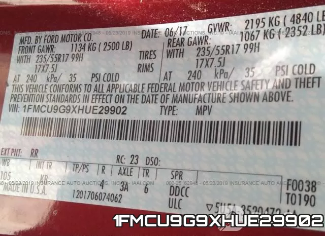 1FMCU9G9XHUE29902 фото 10