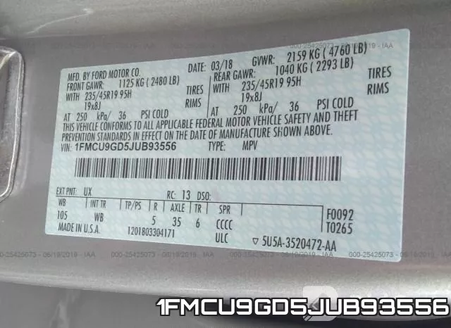 1FMCU9GD5JUB93556 фото 10