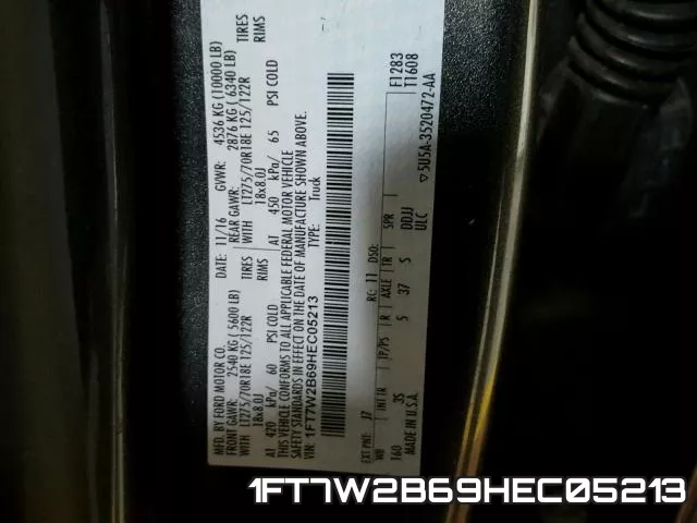 1FT7W2B69HEC05213 фото 2