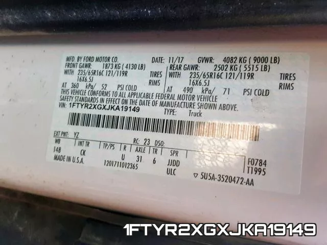 1FTYR2XGXJKA19149 фото 2