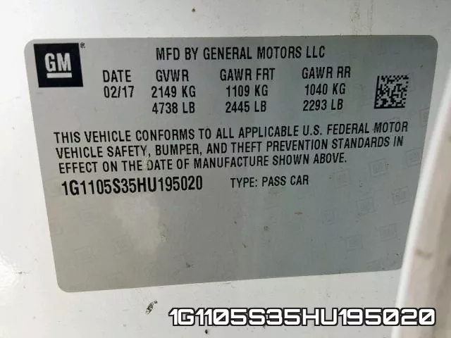 1G1105S35HU195020 фото 2