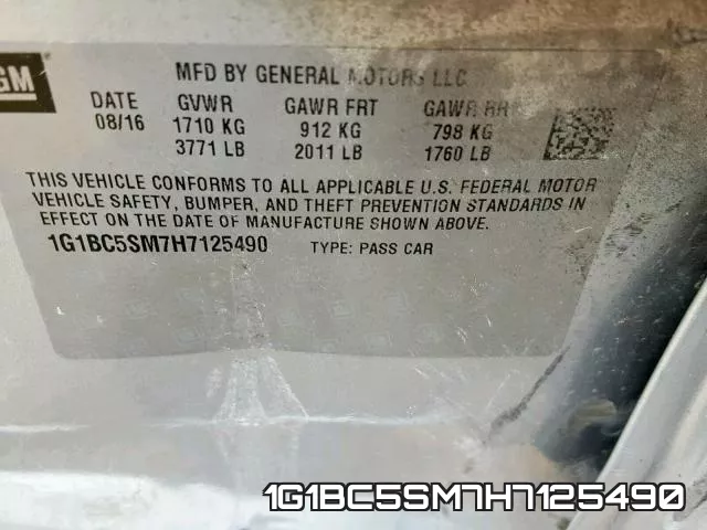1G1BC5SM7H7125490 фото 2