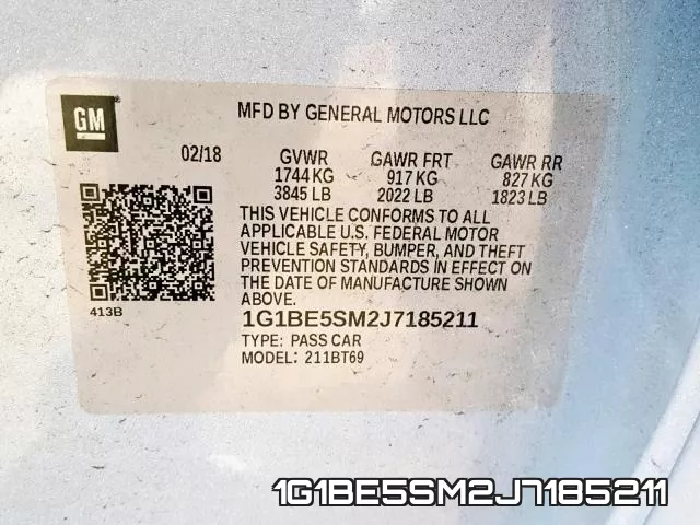 1G1BE5SM2J7185211 фото 2