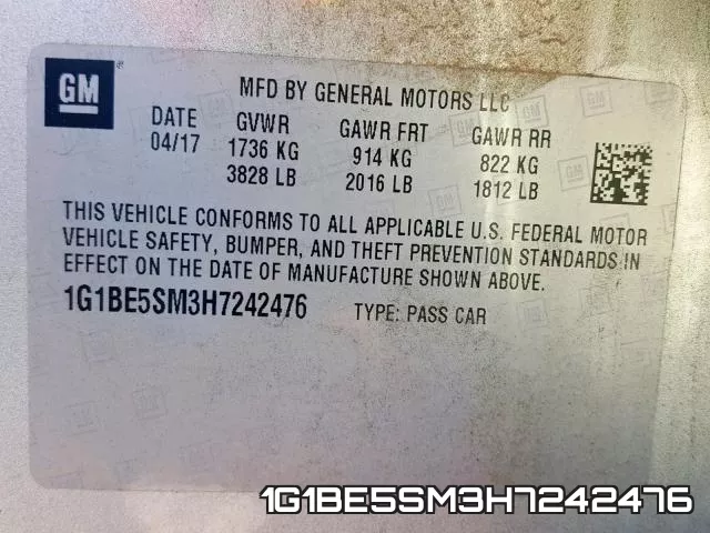 1G1BE5SM3H7242476 фото 2