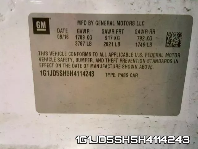 1G1JD5SH5H4114243 фото 2