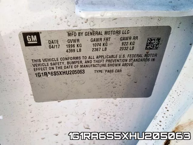 1G1RA6S5XHU205063 фото 2