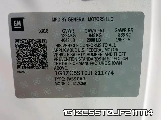 1G1ZC5ST0JF211774 фото 2