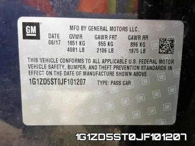 1G1ZD5ST0JF101207 фото 2