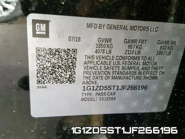 1G1ZD5ST1JF266196 фото 2