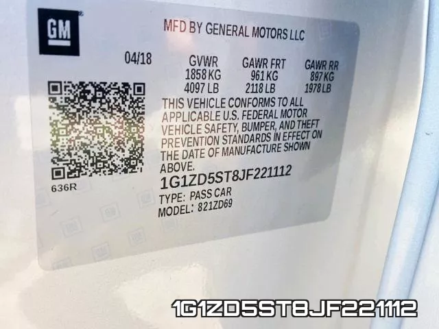 1G1ZD5ST8JF221112 фото 2