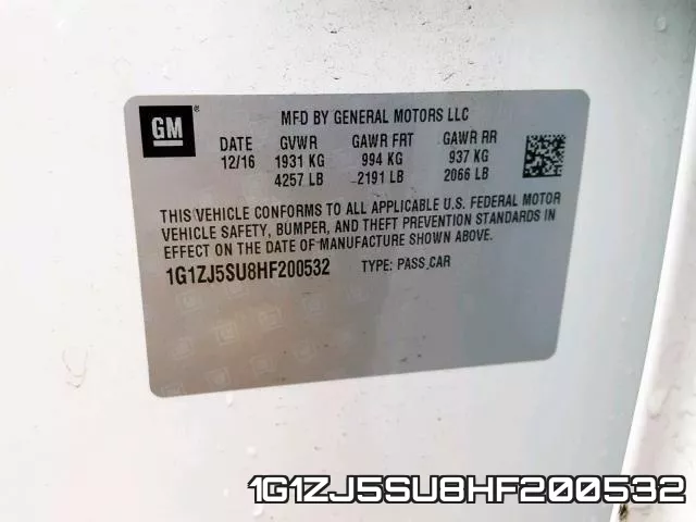 1G1ZJ5SU8HF200532 фото 2