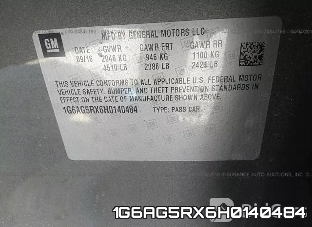 1G6AG5RX6H0140484 фото 10