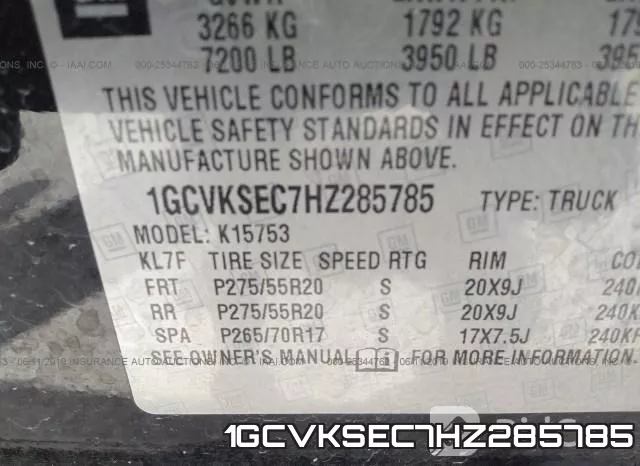 1GCVKSEC7HZ285785 фото 10