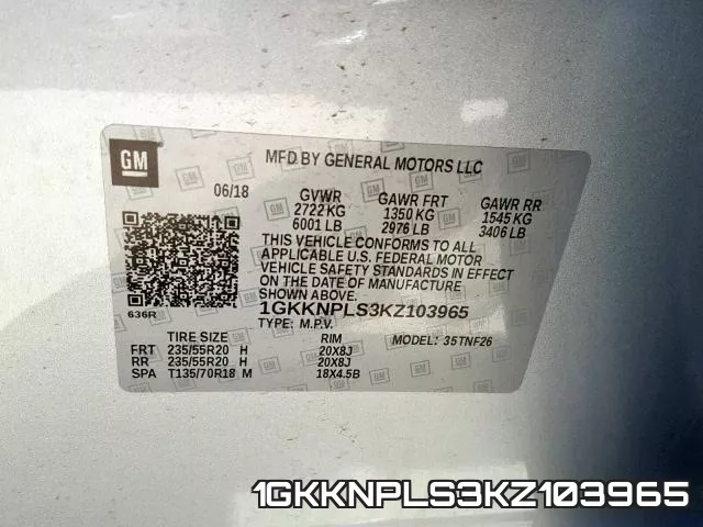 1GKKNPLS3KZ103965 фото 2