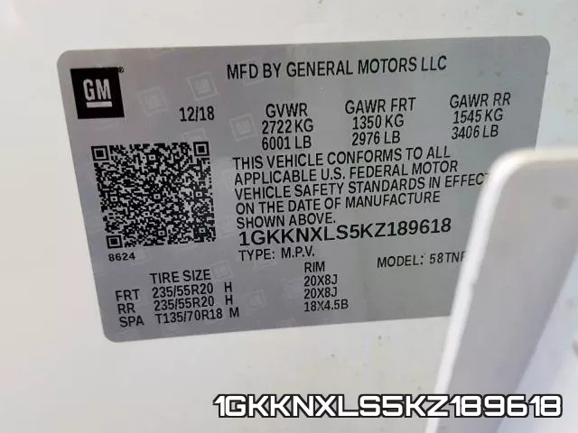 1GKKNXLS5KZ189618 фото 2
