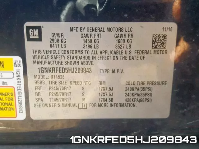 1GNKRFED5HJ209843 фото 2