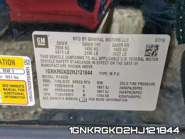 1GNKRGKD2HJ121844 фото 2