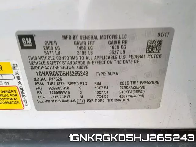 1GNKRGKD5HJ265243 фото 2
