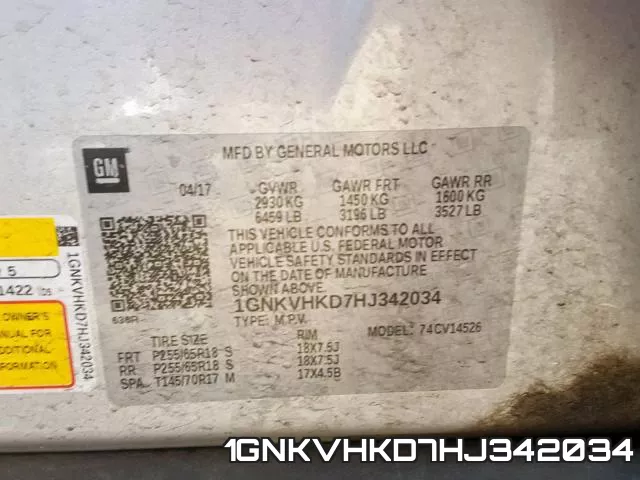 1GNKVHKD7HJ342034 фото 2