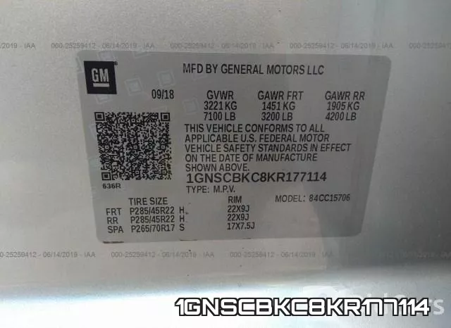 1GNSCBKC8KR177114 фото 10