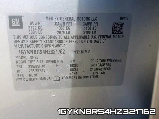 1GYKNBRS4HZ321762 фото 2