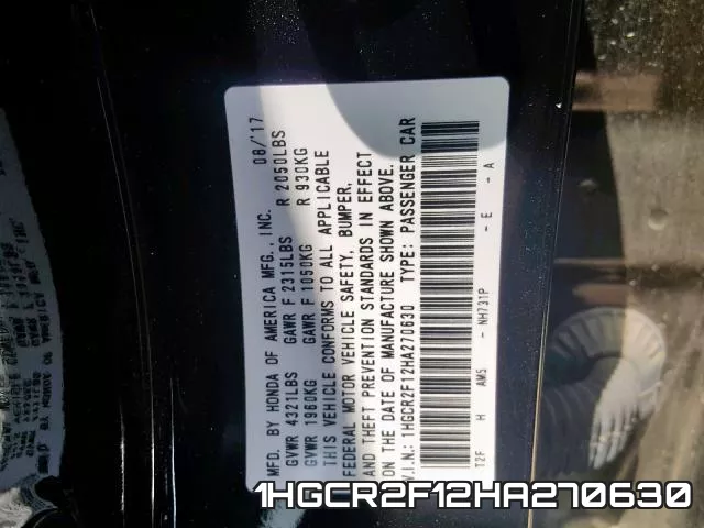 1HGCR2F12HA270630 фото 2