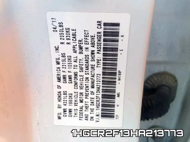 1HGCR2F13HA213773 фото 2