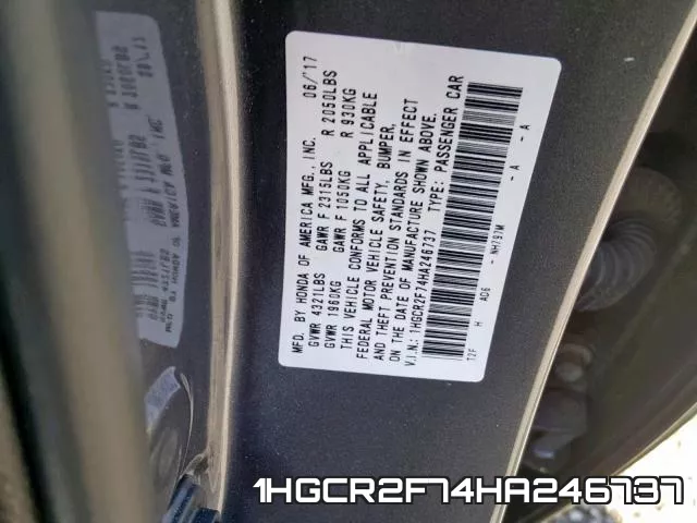 1HGCR2F74HA246737 фото 2
