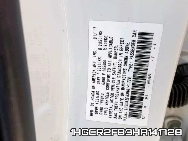 1HGCR2F83HA141728 фото 2