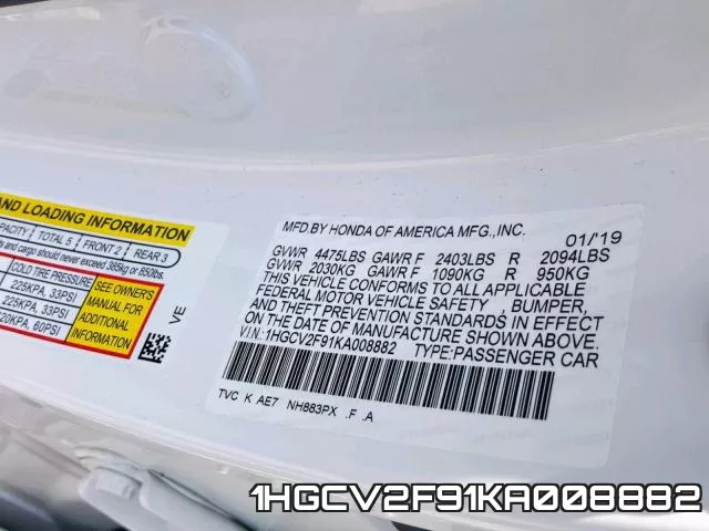 1HGCV2F91KA008882 фото 2