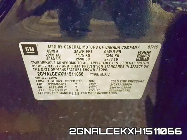 2GNALCEKXH1511066 фото 2