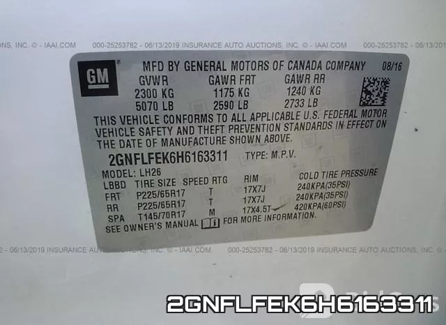 2GNFLFEK6H6163311 фото 10