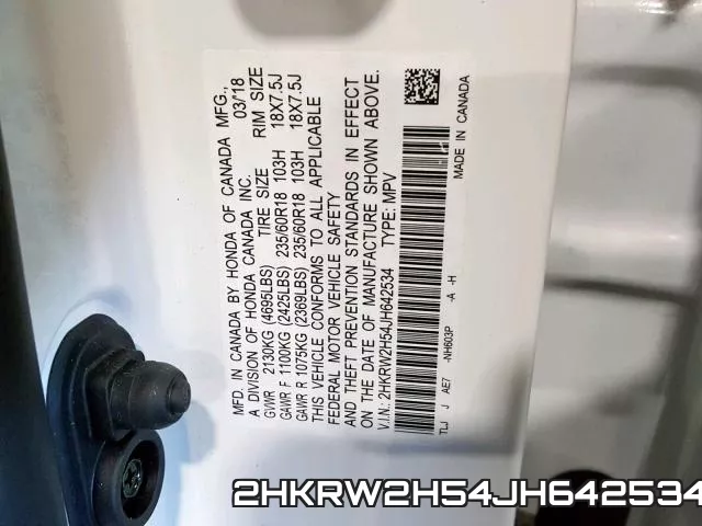 2HKRW2H54JH642534 фото 2