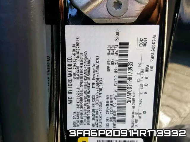 3FA6P0D91HR173932 фото 2