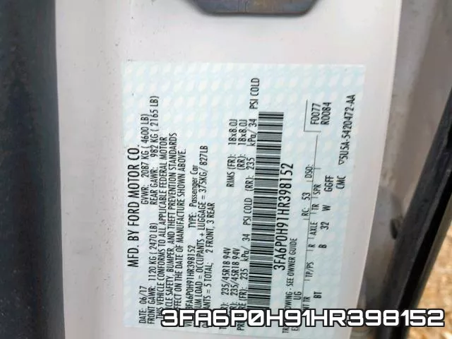 3FA6P0H91HR398152 фото 2