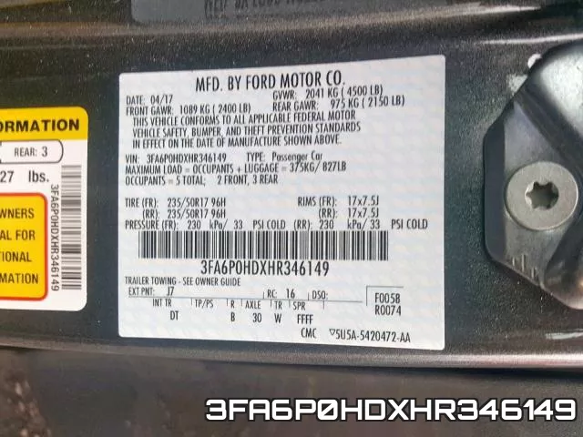 3FA6P0HDXHR346149 фото 2