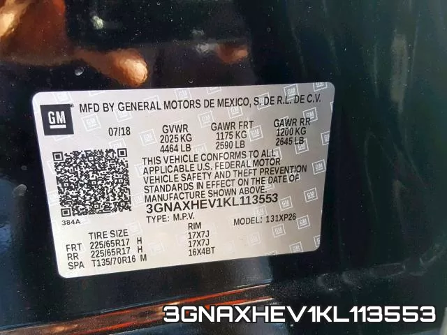 3GNAXHEV1KL113553 фото 2
