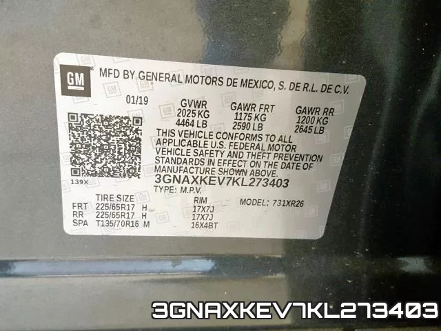 3GNAXKEV7KL273403 фото 2