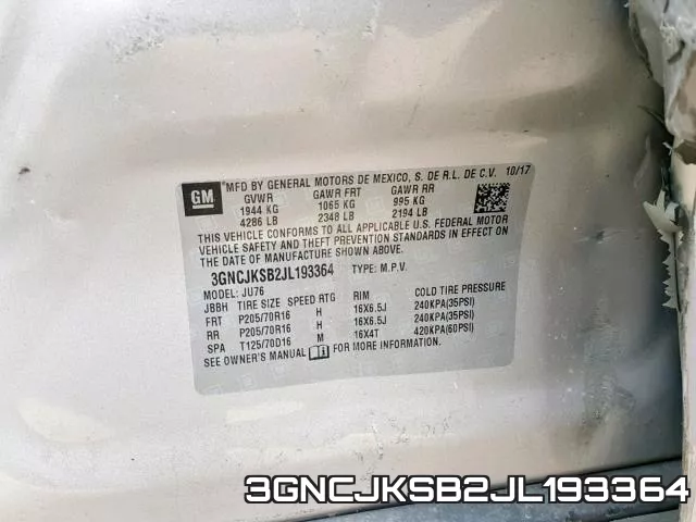 3GNCJKSB2JL193364 фото 2