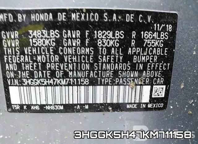 3HGGK5H47KM711158 фото 10