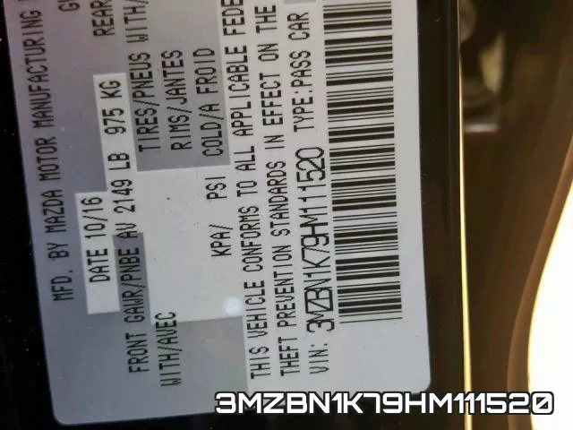 3MZBN1K79HM111520 фото 2