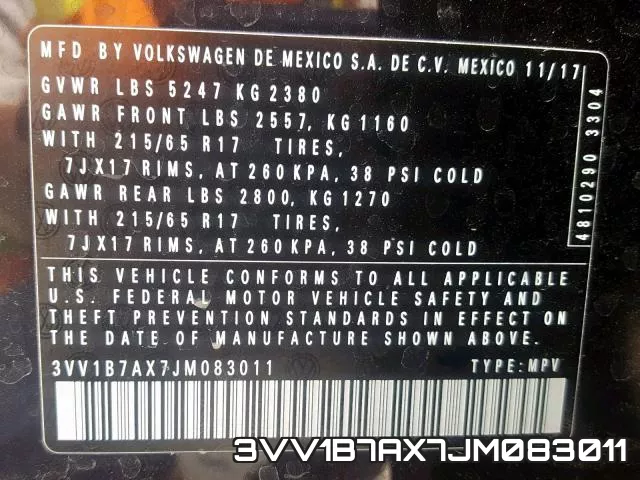 3VV1B7AX7JM083011 фото 2
