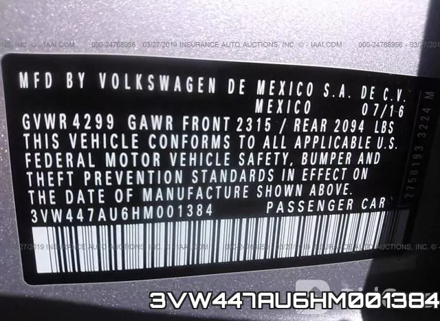 3VW447AU6HM001384 фото 10
